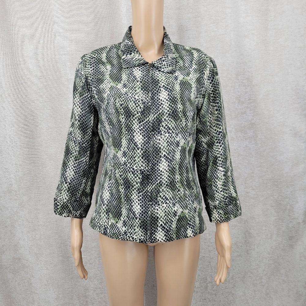 Silkland Silk Women's Green Snakeskin Patterned Jacket